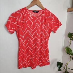 The North Face Coral Ikat Chevron Print Short Sleeve Flash Dry Shirt Size Small